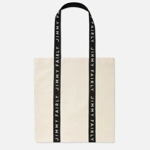 REFORMATION JIMMY FAIRLY Cream Tote Bag with Black Straps Cotton Polyester Large